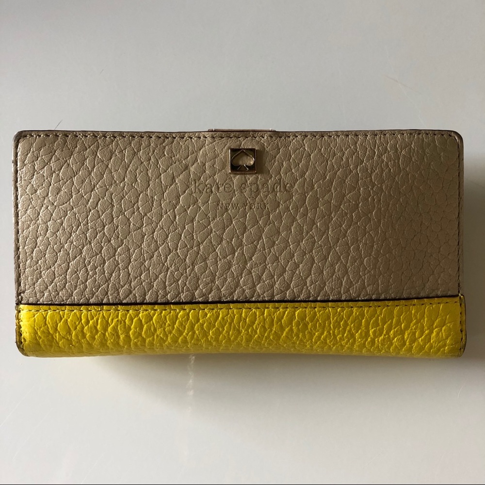 Kate Spade Yellow and Tan Bifold Leather Wallet
